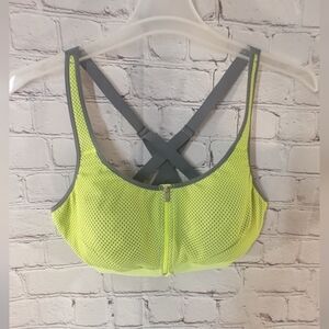 VSX Victoria' Secret High Impact Neon Yellow Mesh Front Closure Molded Cups Spor